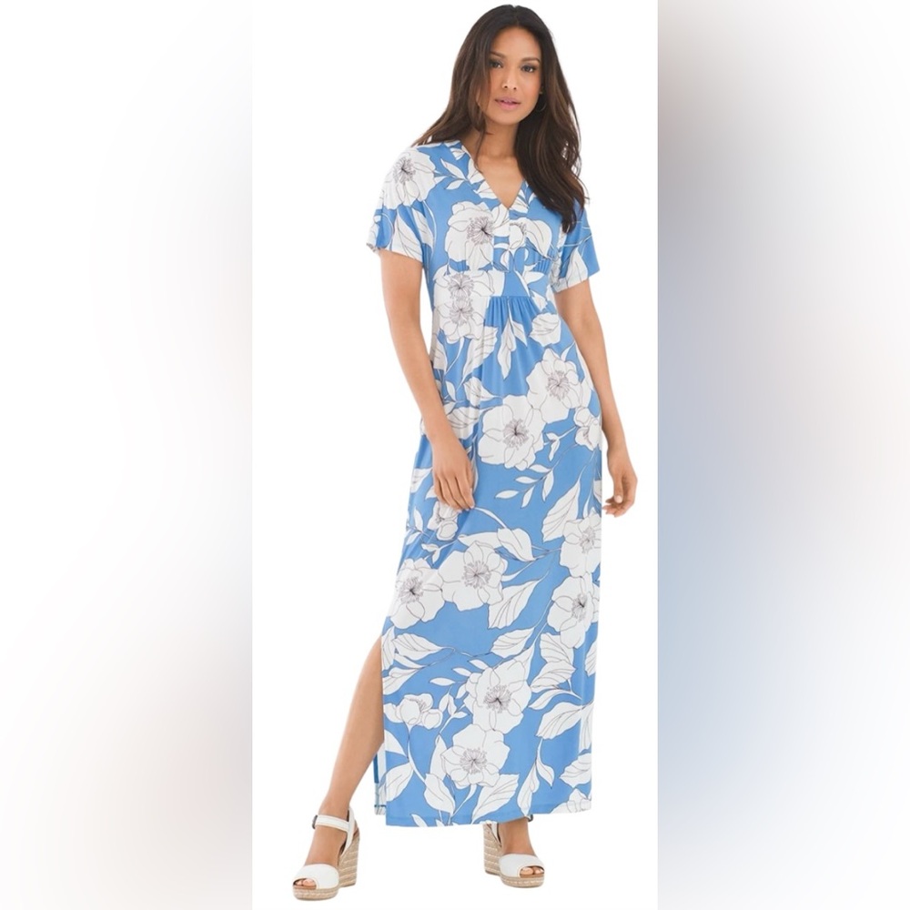🩵 LONDON TIMES!! DROP SHOULDER MAXI DRESS! LIKE NEW! SIZE 2X - Picture 2 of 13